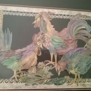 Rooster framed picture 22x18.